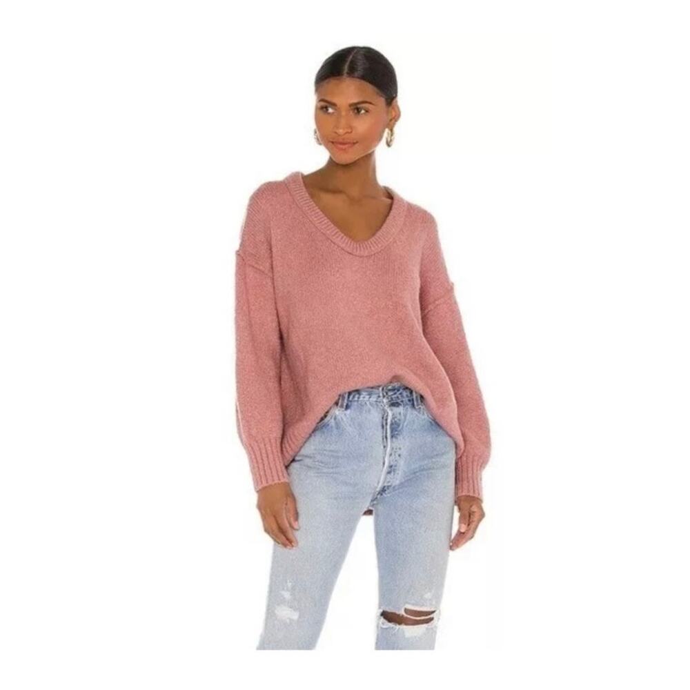 Free People Brookside Tunic Sweater Size Small Cotton Blend Pink